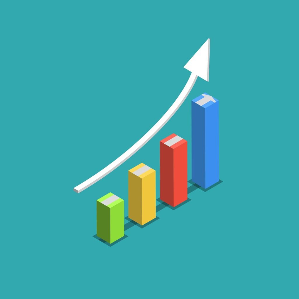Chart showing Business Growth with an arrow in an upward trajectory